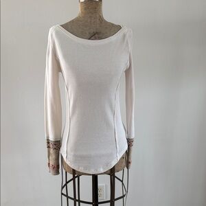 Free People- Women's Waffle Knit Thermal with ‘Newbie Rosy’ Cuffs Size Medium